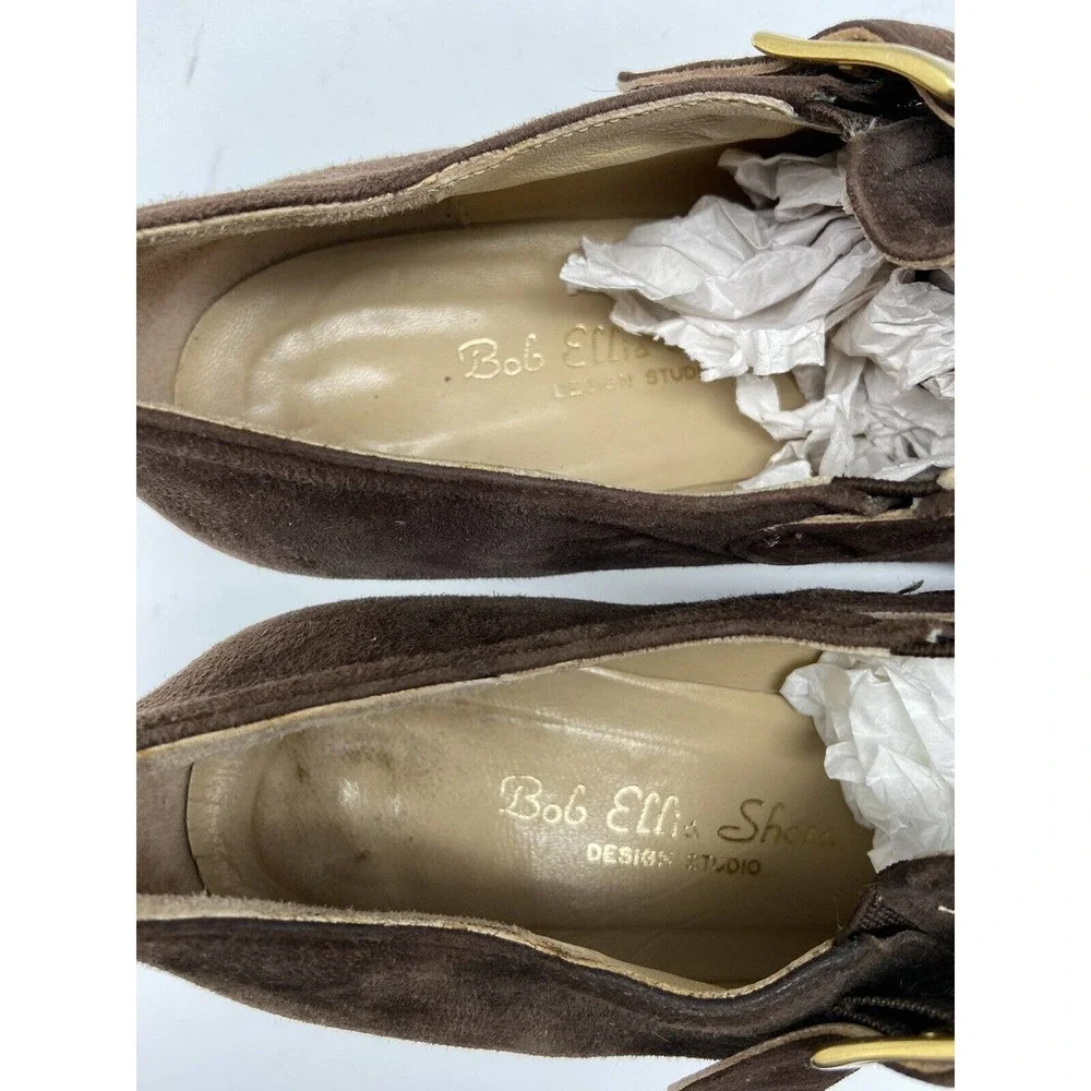 Bob Ellis Shoes Women 8.5 Vintage Claudia City All Leather Buckle Italy Heel‎